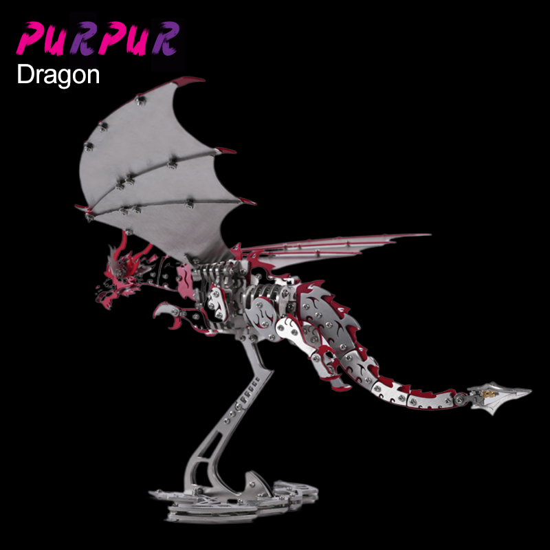 Metal 3D Puzzle Stainless Model Kit - Punk DIY mechanical assembly wing dragon