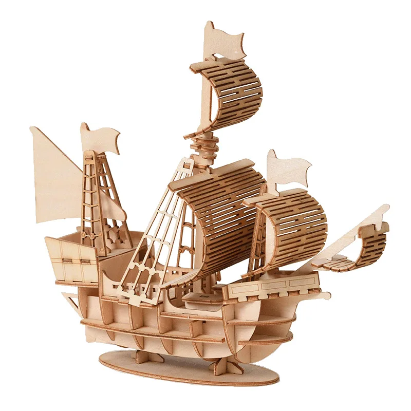 3D Sailboat Wooden Puzzle Asse - 3D Wooden Mechanical Puzzle Marble Run review and price