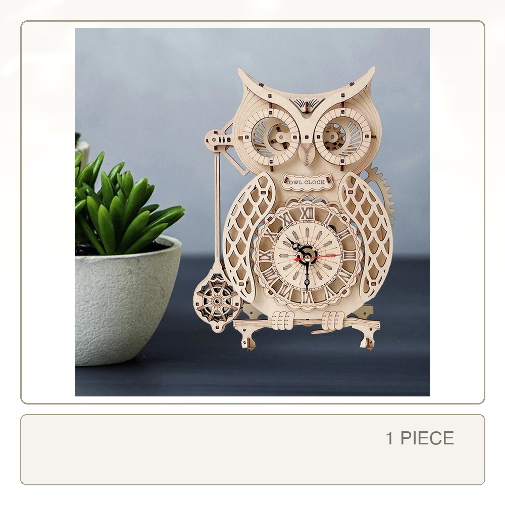 3D Wooden Owl Clock Stereoscop - Wooden Clock Puzzle Mechanical Pendulum review and price