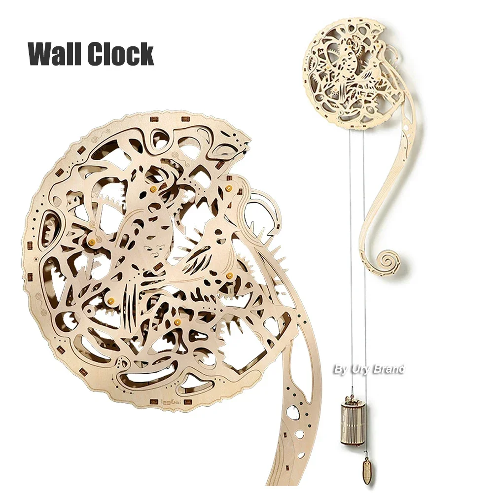 URY DIY 3D Wooden Puzzle Owl W - Wooden Clock Puzzle Mechanical Pendulum review and price