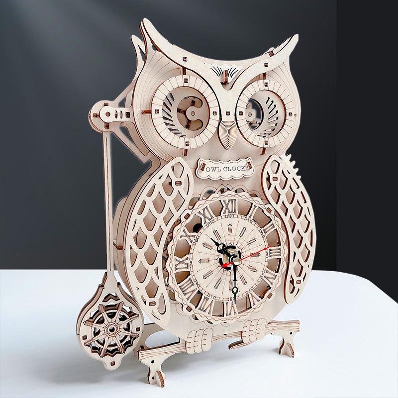 Wooden Puzzle 3D Owl Clock Mod - Wooden Clock Puzzle Mechanical Pendulum review and price