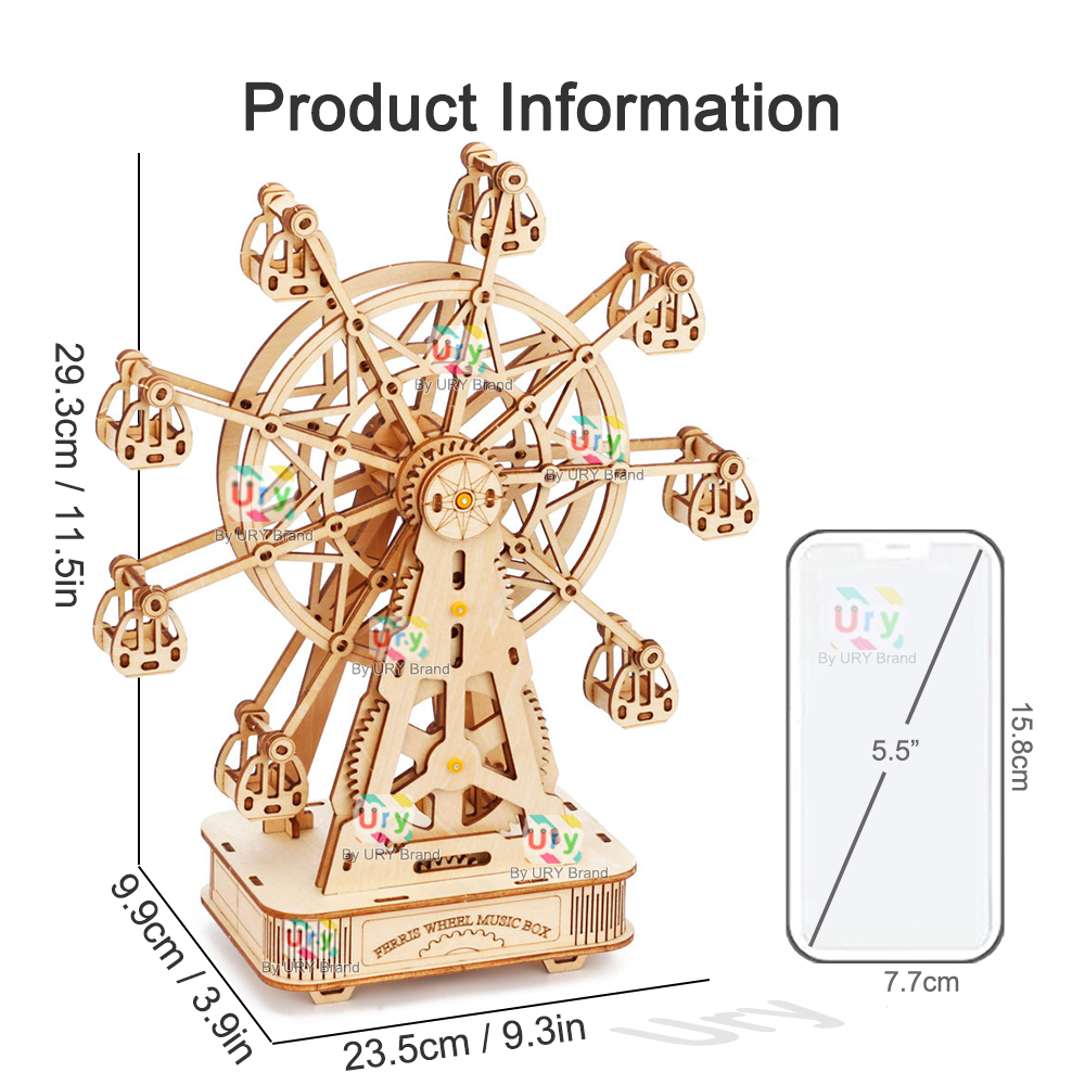 Rotatable DIY 3D Puzzles Mini  - Music Box Wooden 3D Puzzle Rotating review and price