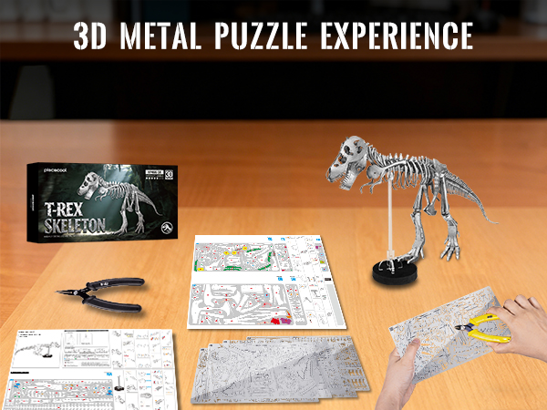 T-Rex Dinosaur Skeleton 3D Met - Metal 3D Puzzle Stainless Model Kit review and price