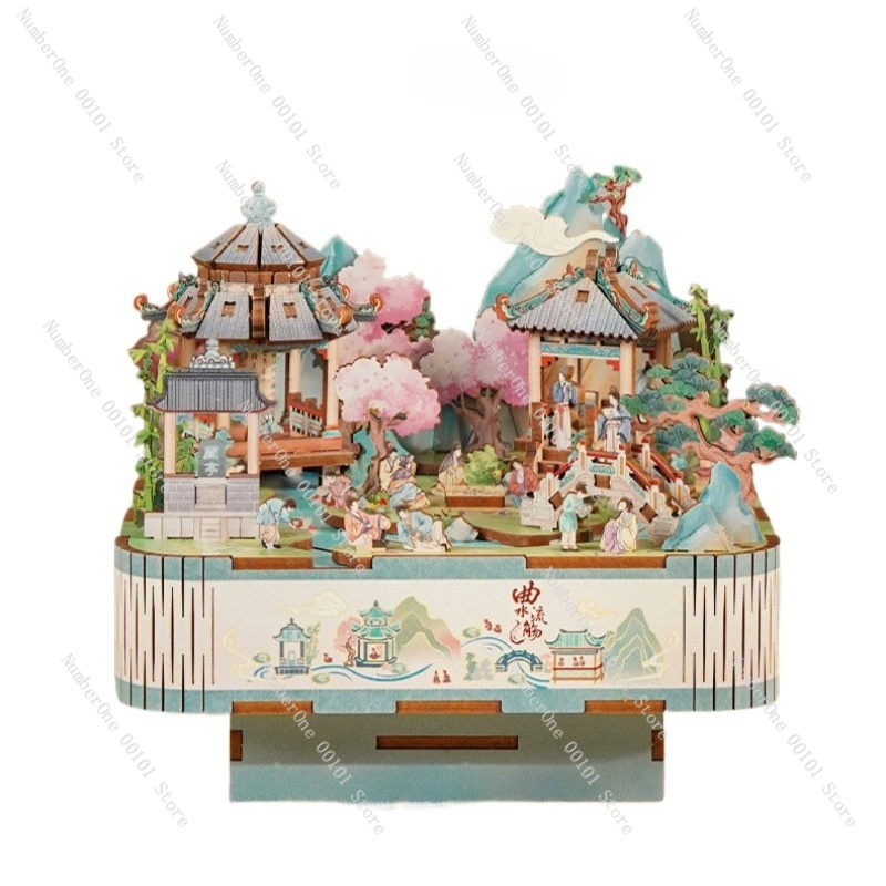 Curved Stream Music Box Wooden - Music Box Wooden 3D Puzzle Rotating review and price