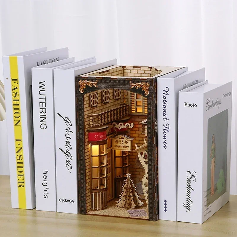 New Creative DIY Wooden Book N - Book Nook Shelf Insert Alley Diy review and price