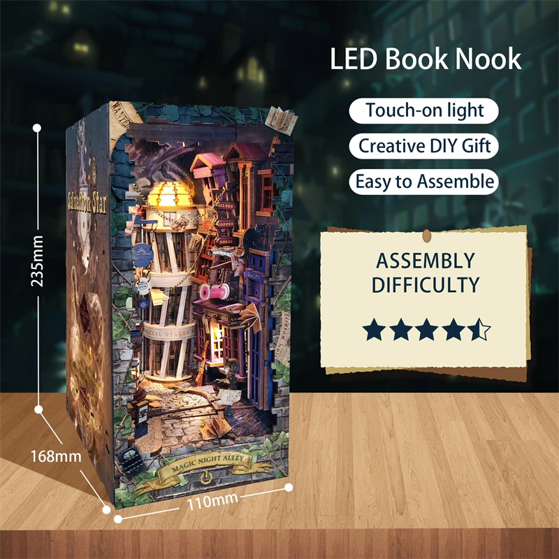 NEW Retro DIY Wooden Book Nook - Book Nook Shelf Insert Alley Diy review and price