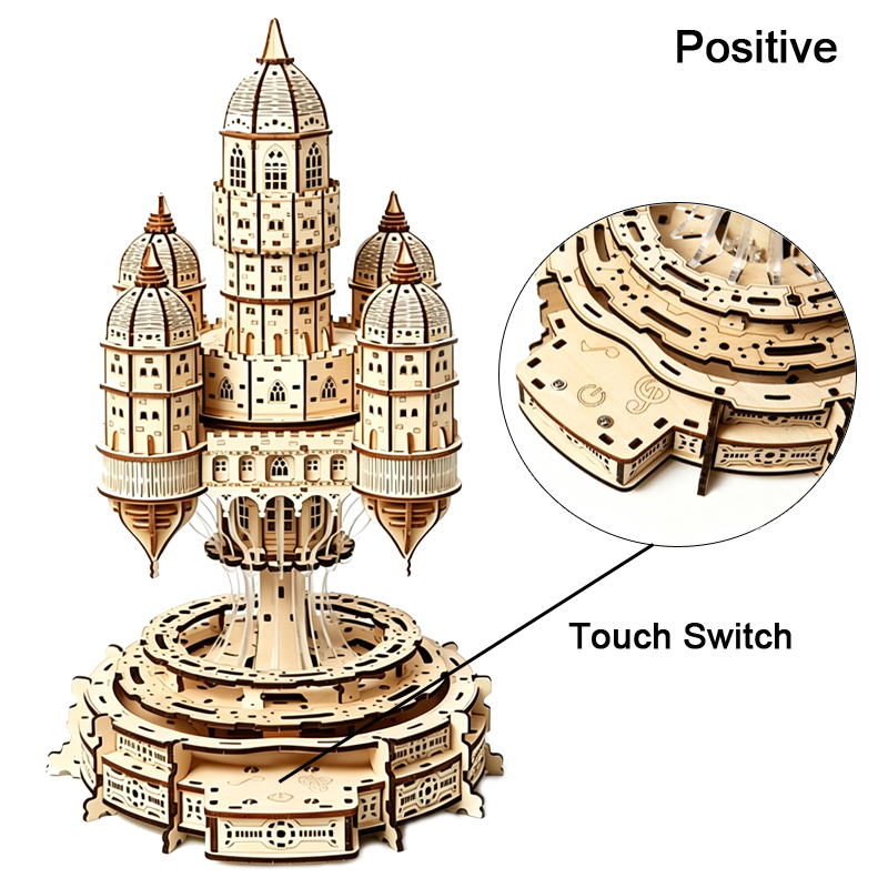 City In The Sky Castle 3D Wood - Music Box Wooden 3D Puzzle Rotating review and price