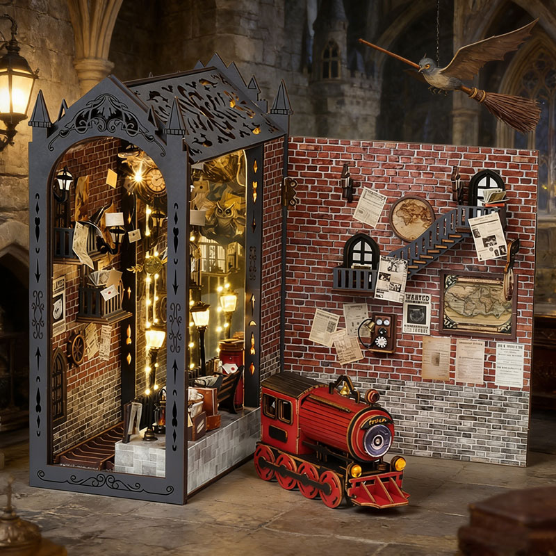 DIY Book Nook Kit Magic Train  - Book Nook Shelf Insert Alley Diy review and price
